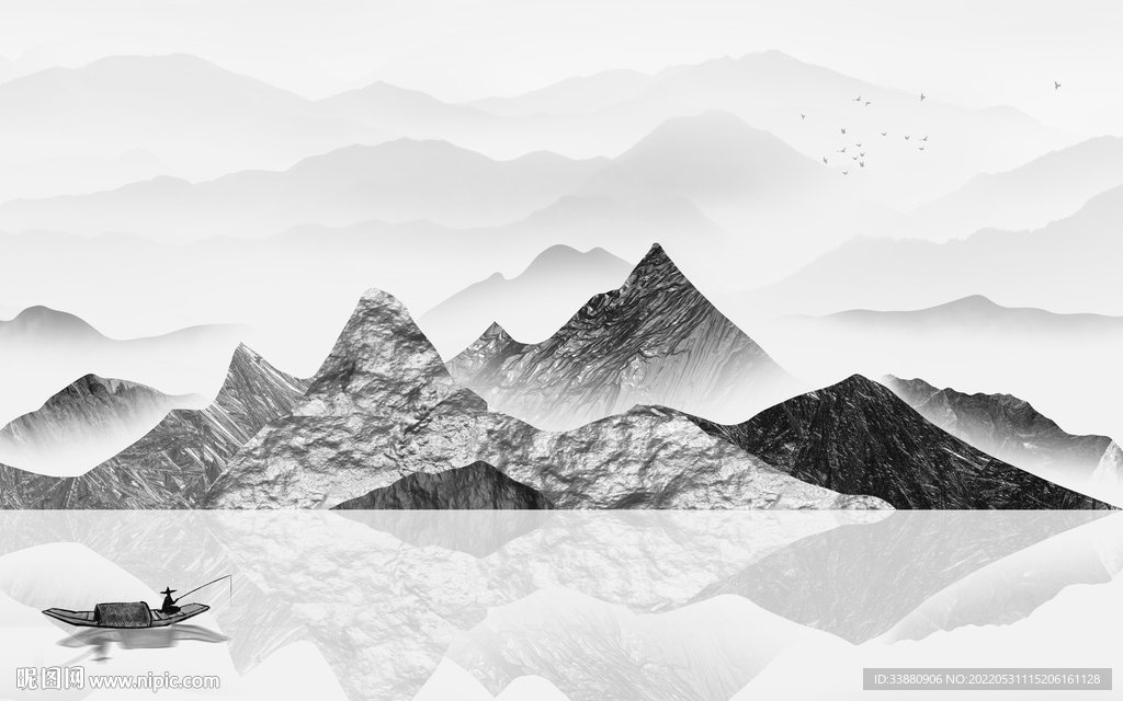 高雅大气客厅山水 tiF分层