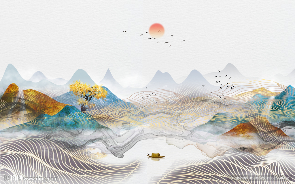 高清 高端背景墙画 Tif分层