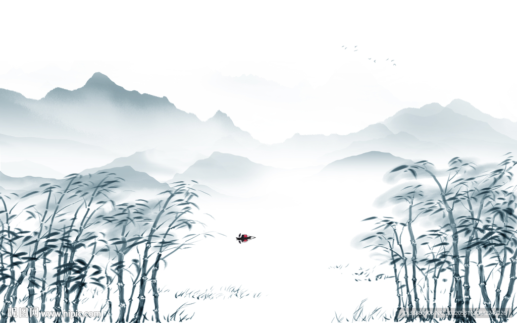 竹子高端简约山水 Tif分层