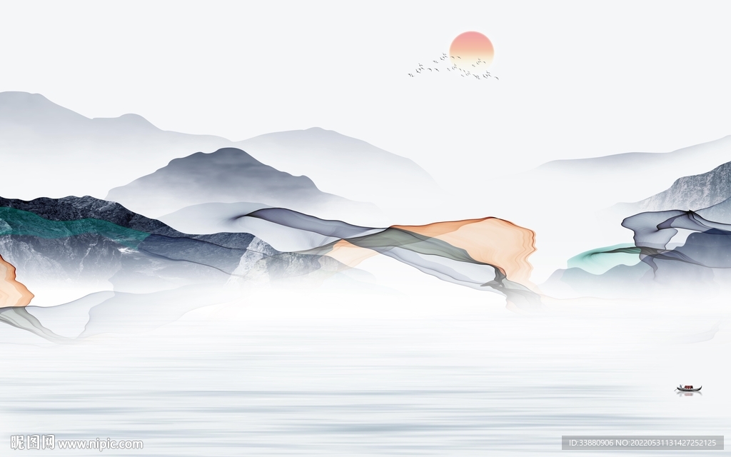 高大上高端简约山水 Tif分层