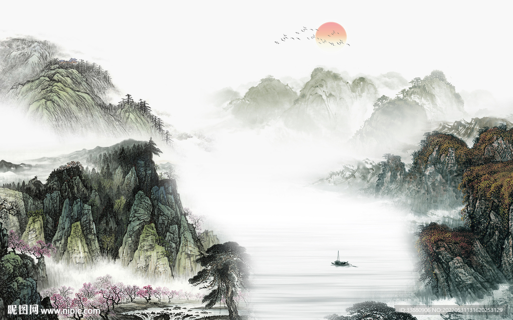 高清 高端简约山水 Tif分层