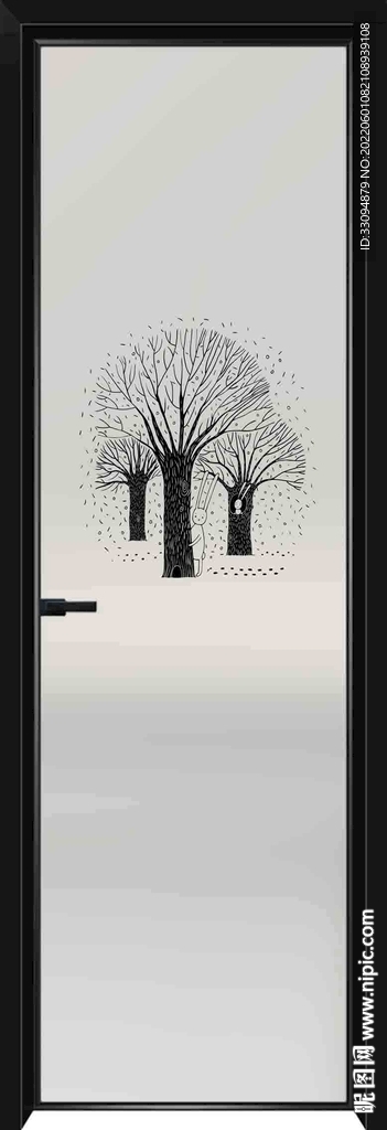 高清分层透明底平开门打印图 