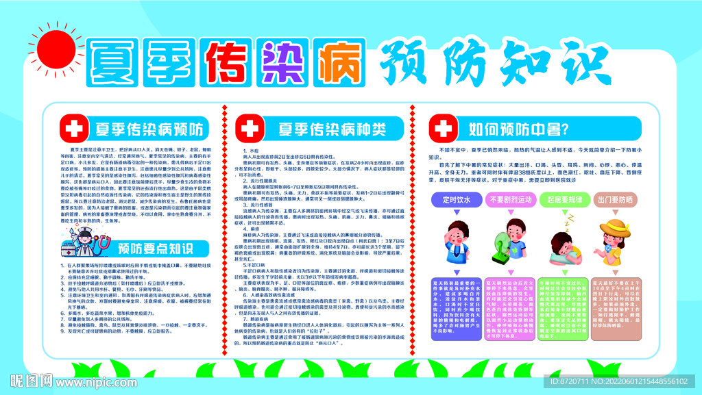 夏季传染病中暑预防知识展板
