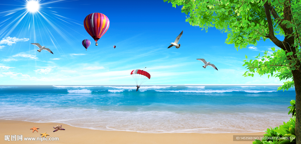 蓝天白云风景电视背景墙