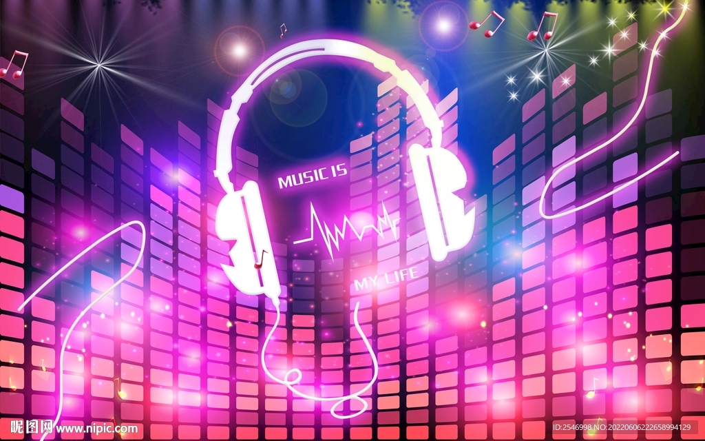 音乐耳机背景墙
