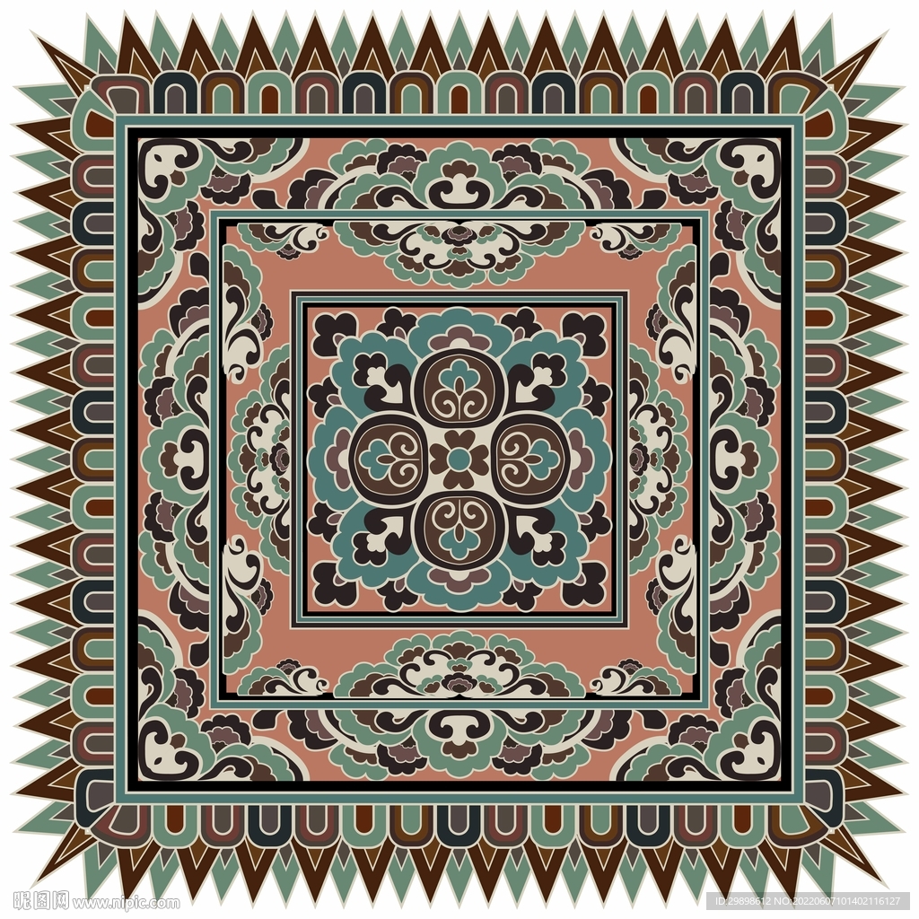 敦煌壁画盛唐叶形瓣莲花纹藻井