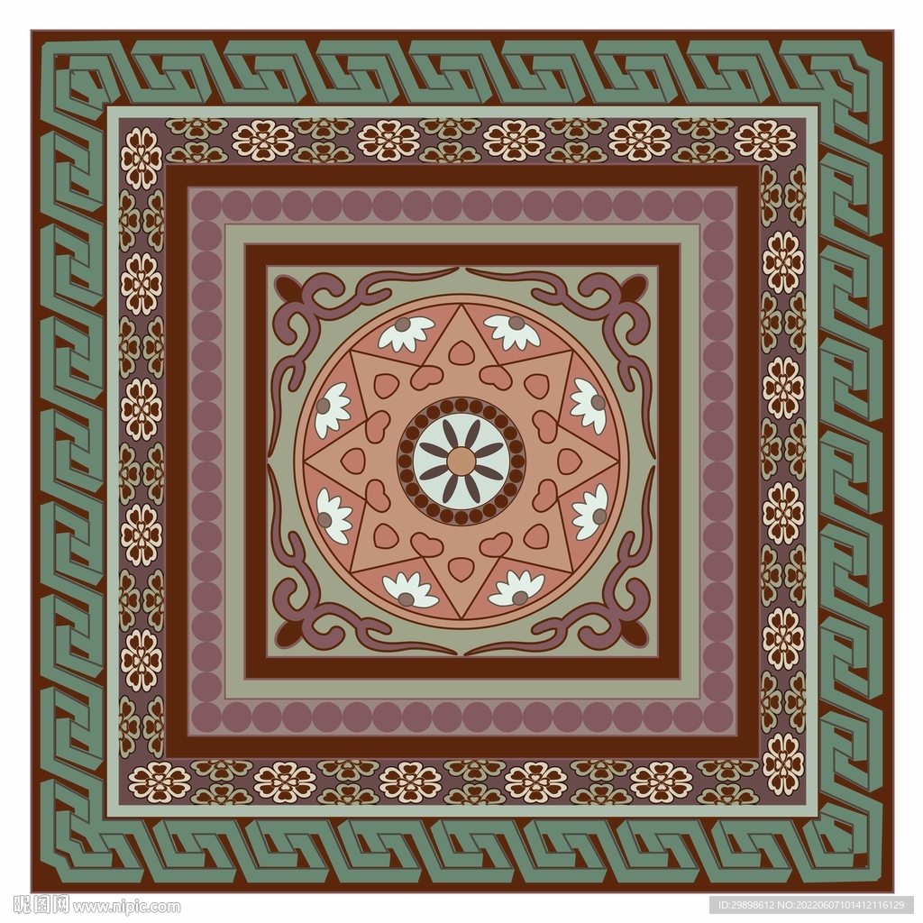 敦煌莫高窟壁画八角团花纹藻井