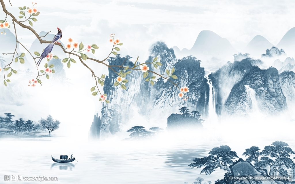 花鸟中式最新山水 TIf分层