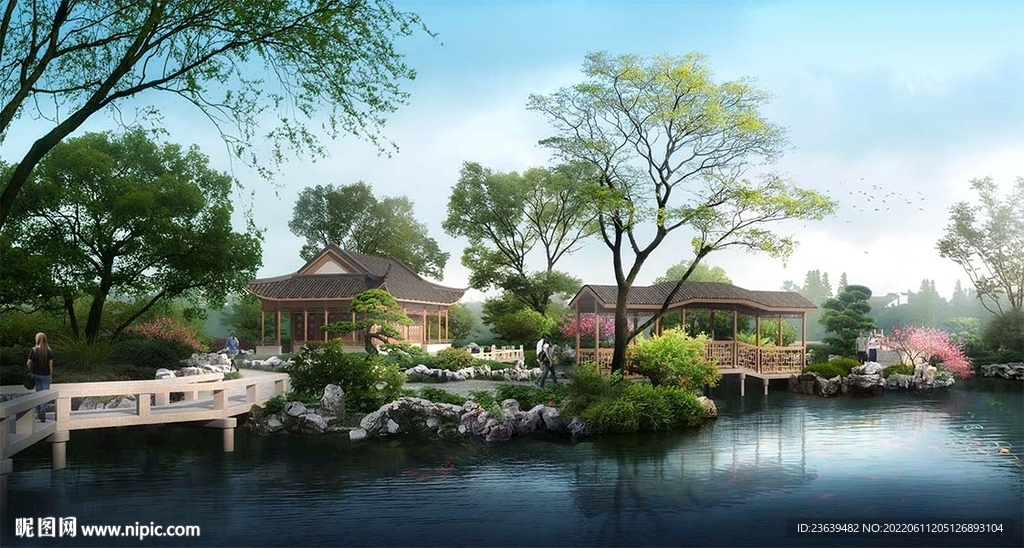 古建游园效果图