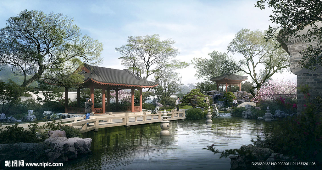 中式游园效果图