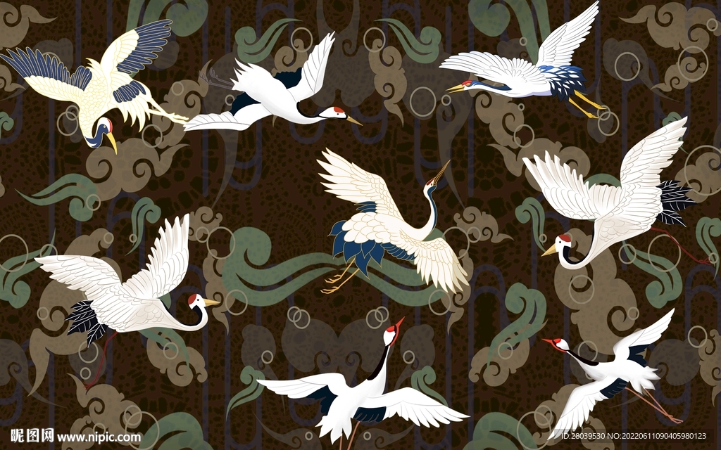 国潮飞鹤背景墙
