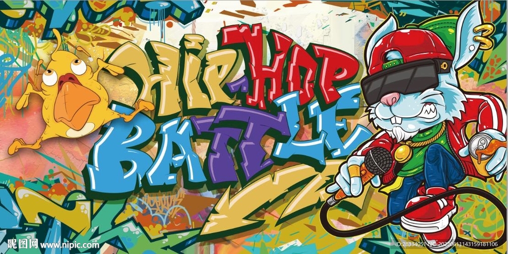 欧美风街头涂鸦餐饮酒吧背景墙