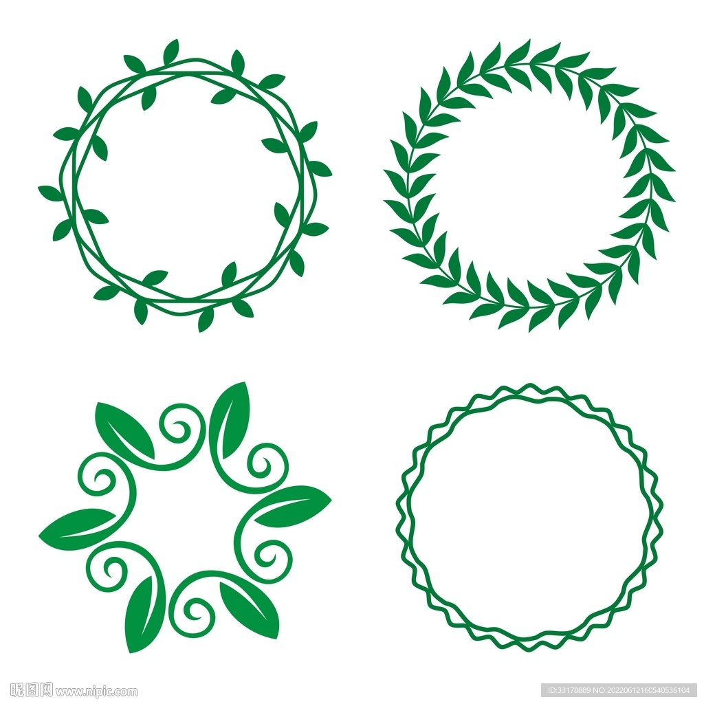 欧式绿色麦穗橄榄枝花藤元素