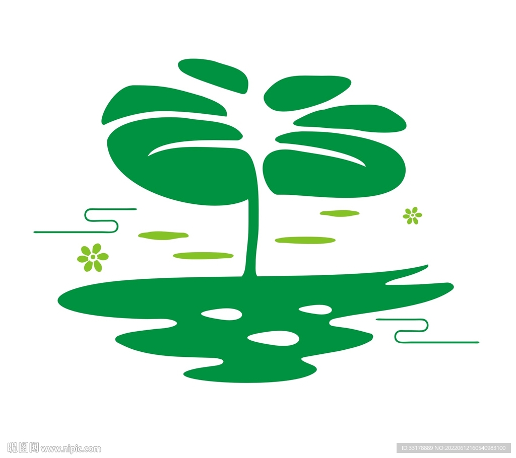 中国风荷花荷叶湿地云纹元素设计