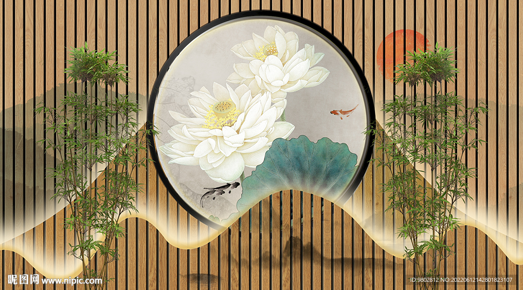 新中式养生背景墙