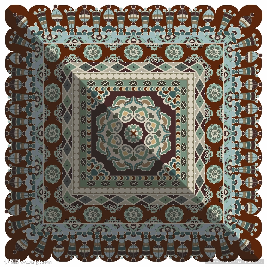 敦煌莫高窟壁画团花纹藻井