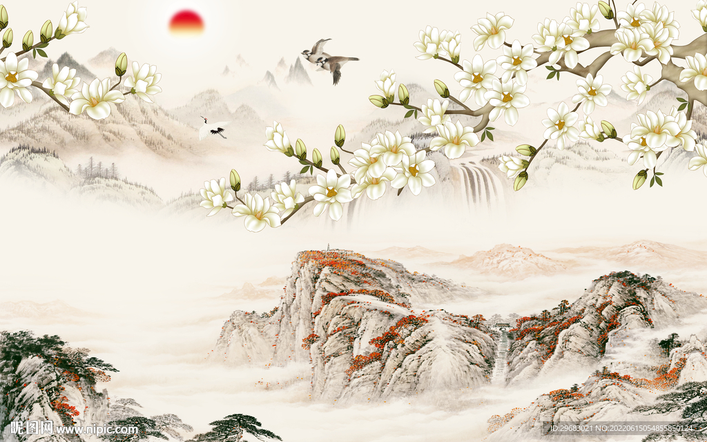 中国风山水背景 TIf分层