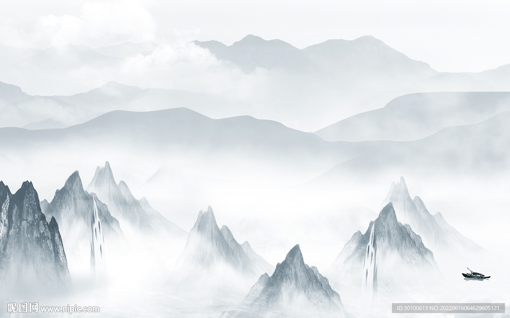 现代客厅新山水画 Tif分层