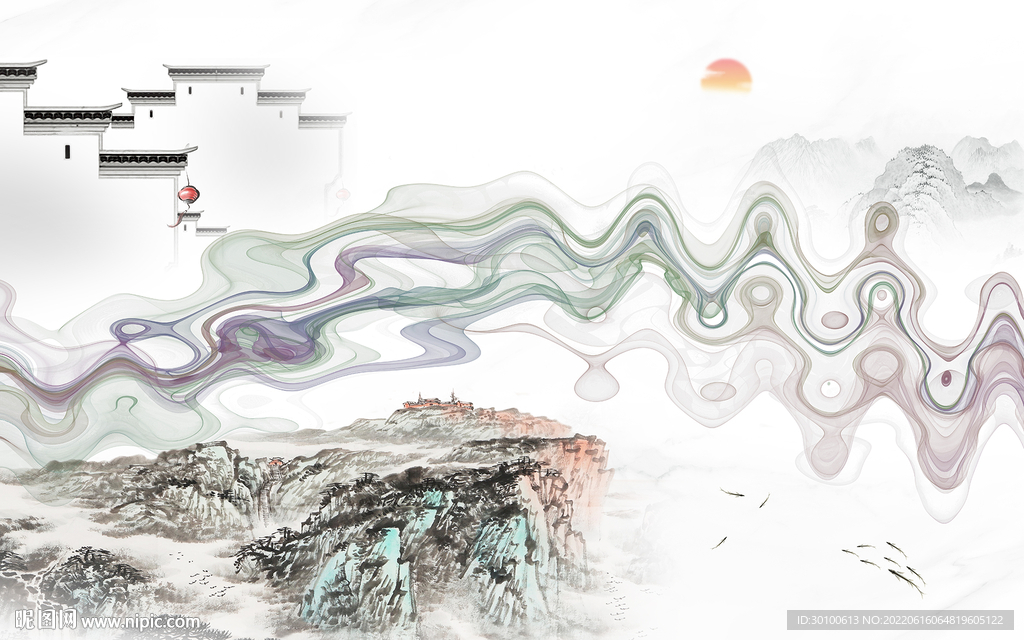 高档 客厅新山水画 Tif分层