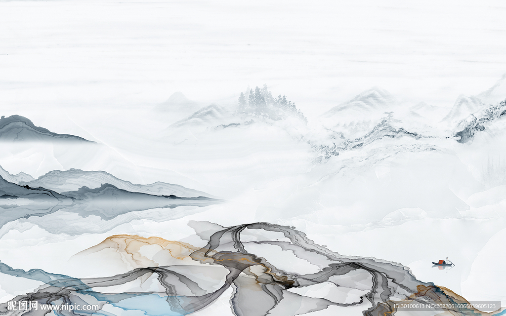 高清 客厅新山水画 Tif分层