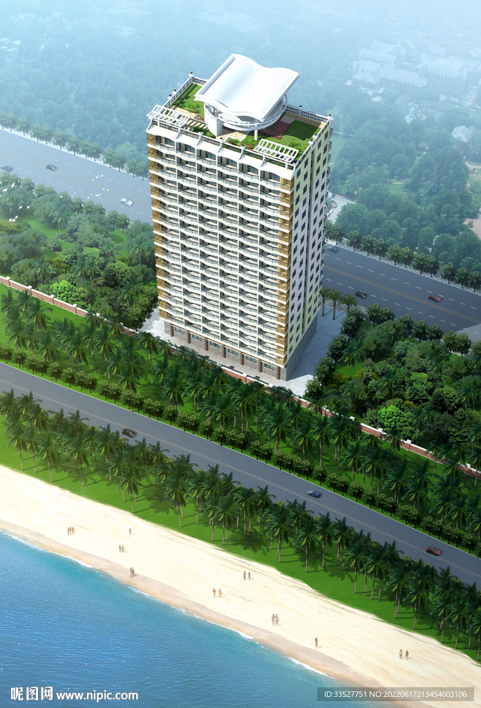 海景高层住宅公寓鸟瞰图