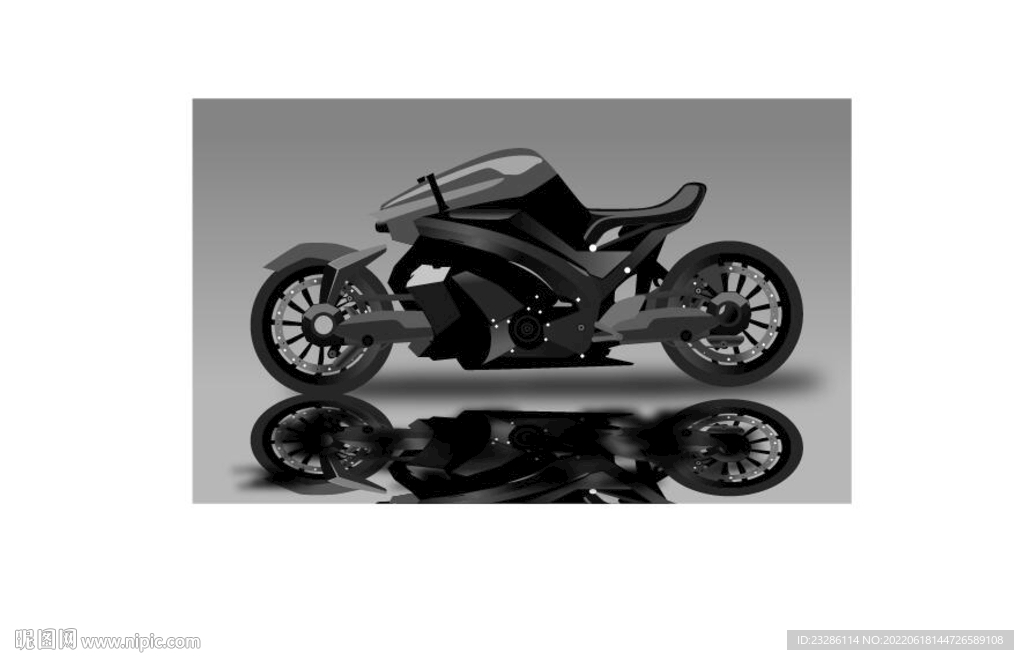 黑色炫酷摩托车矢量图