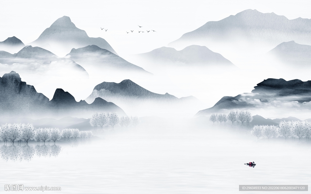 简约最新中式山水 TIf分层