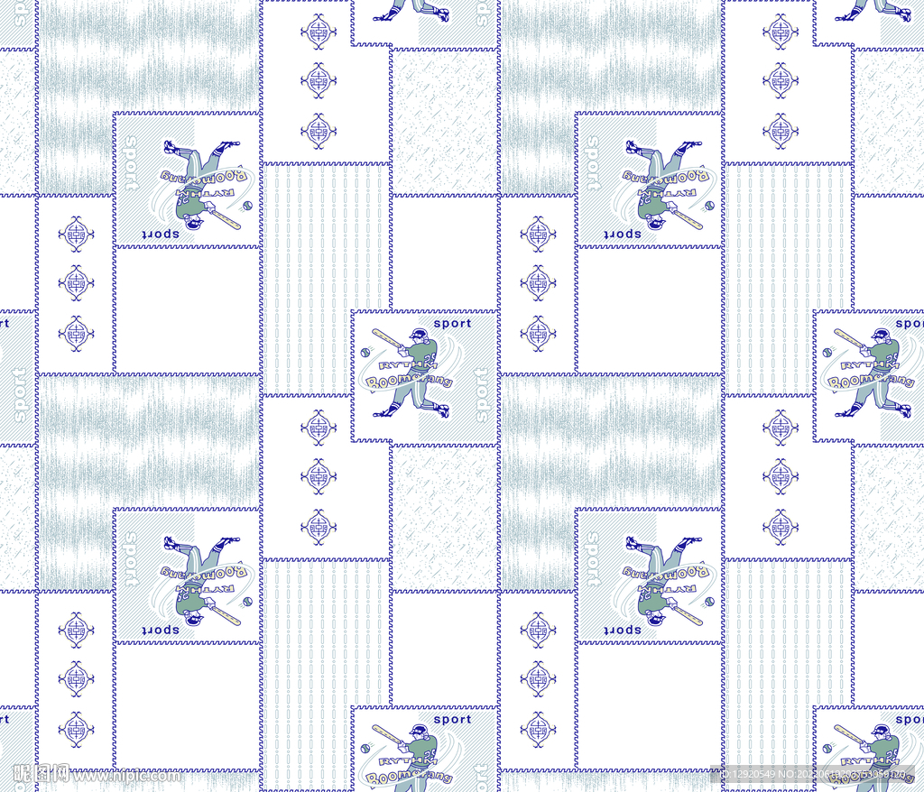 数码卡通人物棒球几何图