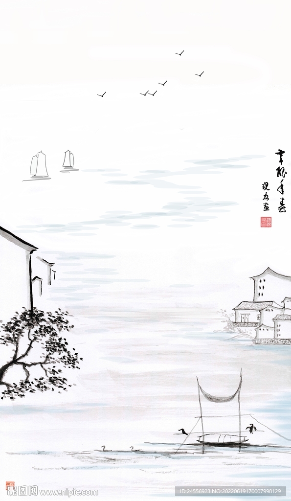  写意画 水墨 抽象画 黑白画