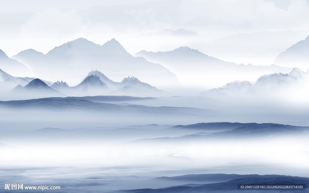 大气中式意境山水 Tif分层