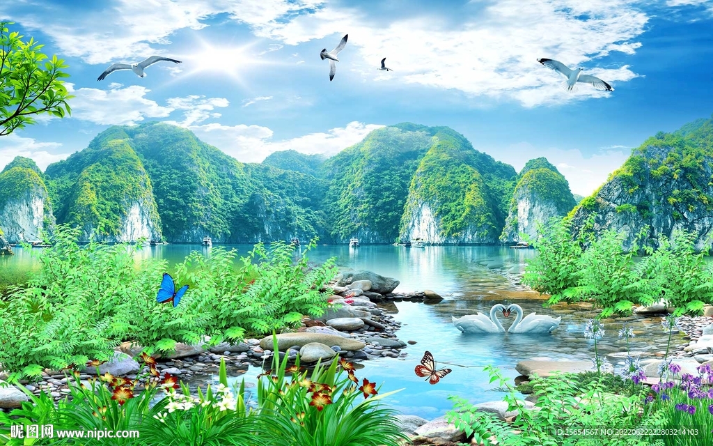 源远流长山水背景墙