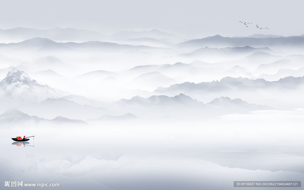 最新 中式山水背景 Tif分层