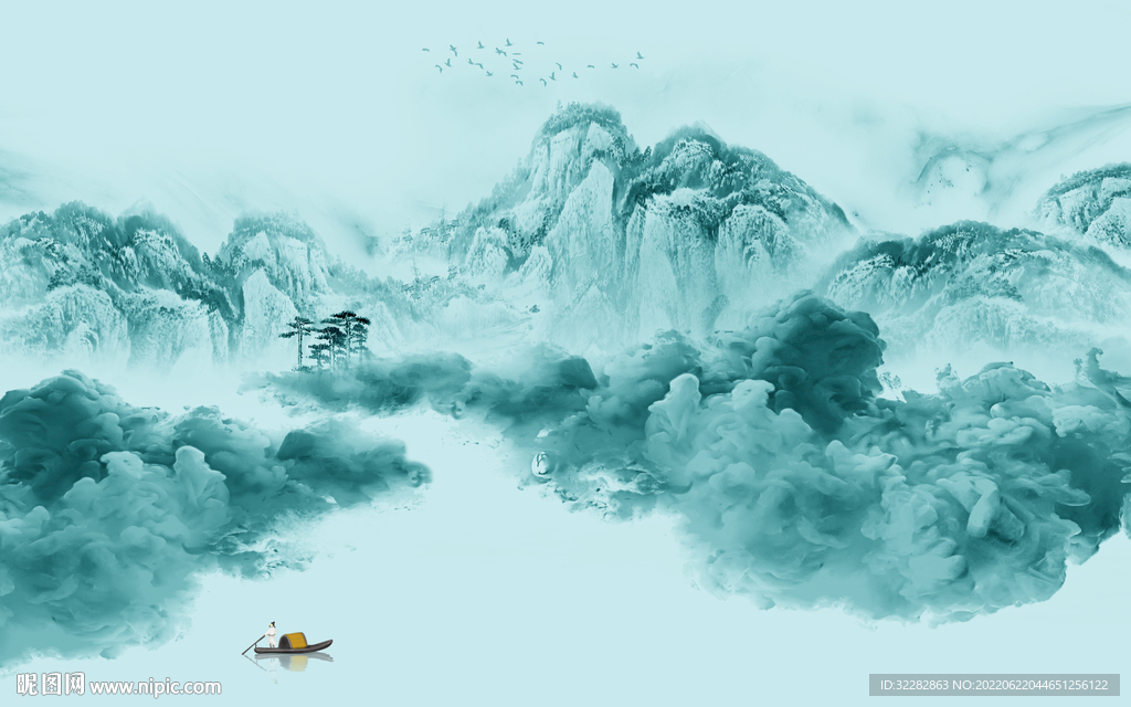 新款中式新品山水 TIf分层