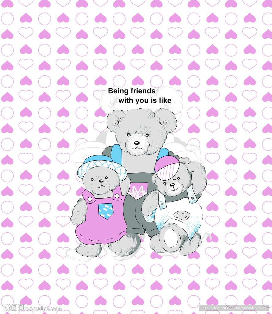 数码卡通熊爱心