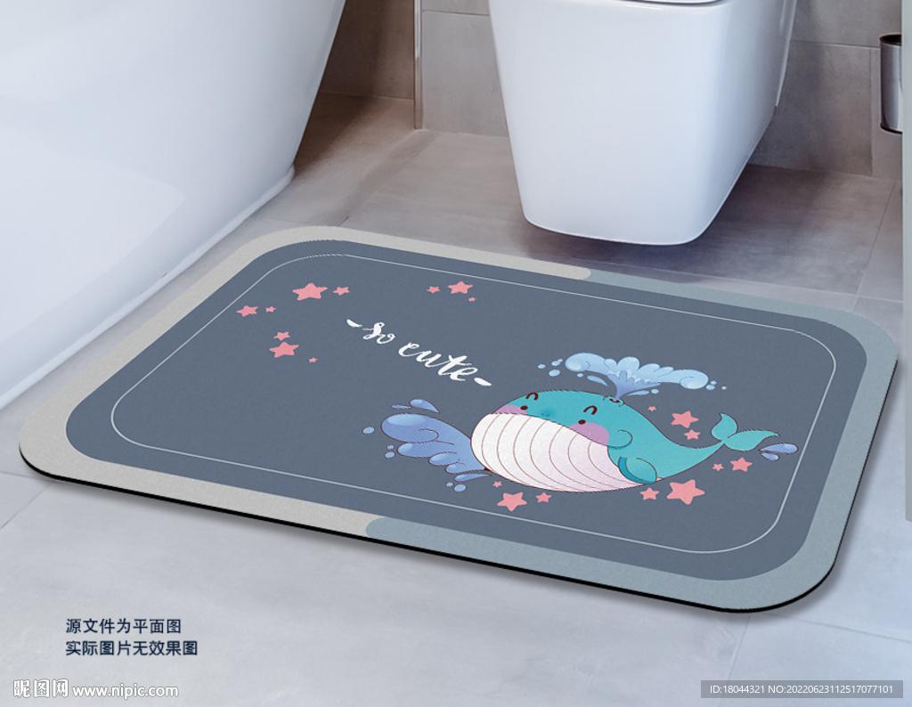 卡通可爱鲸鱼硅藻泥地垫脚垫