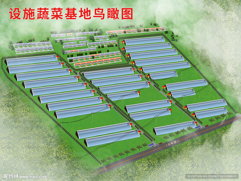 农业大棚园区基地鸟瞰图