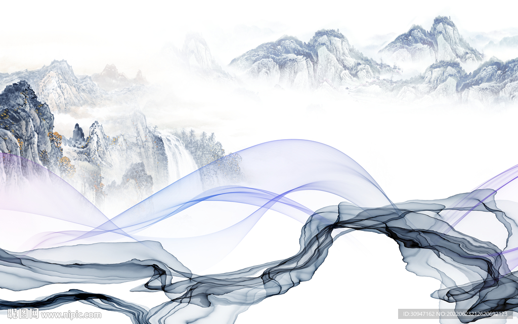 高档风景中式山水 TIf分层