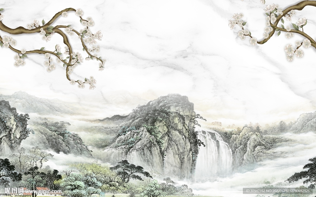 简约风景中式山水 TIf分层