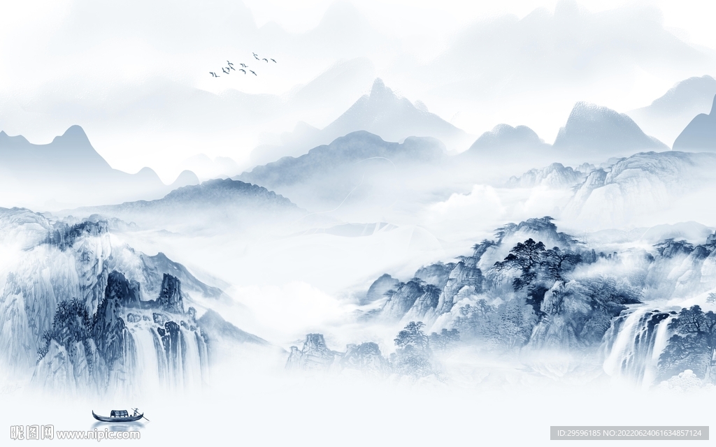 现代新款中式山水 TIf分层