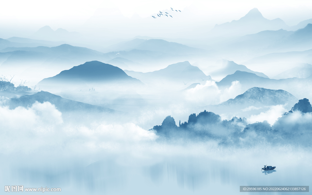 简约新款中式山水 TIf分层