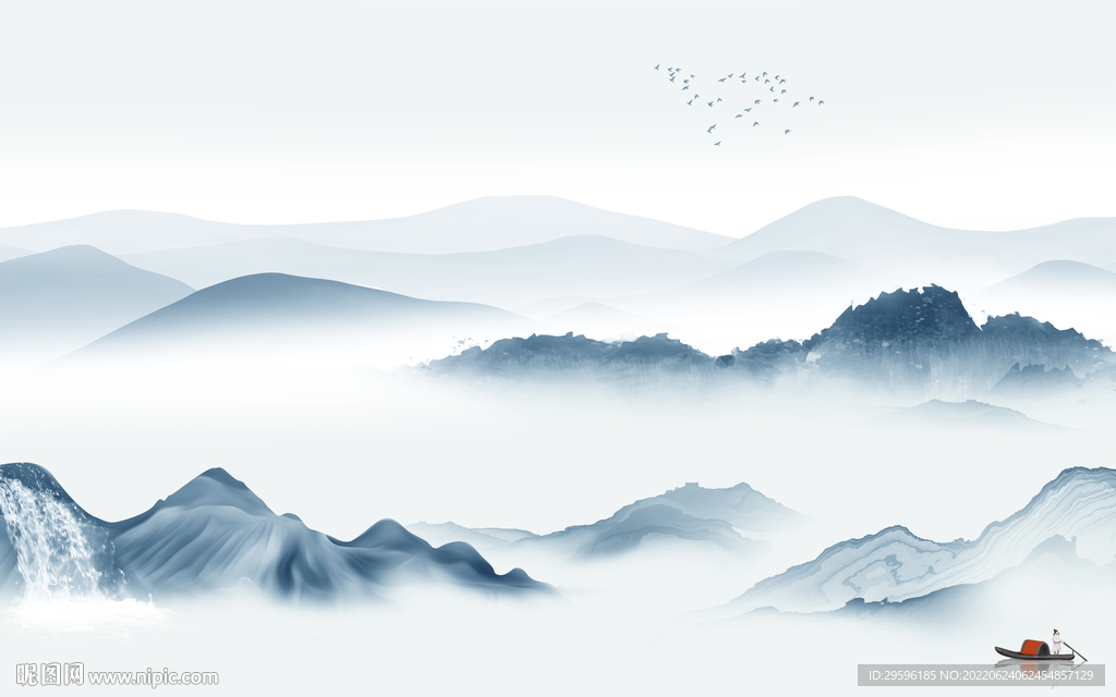 水墨 新款中式山水 TIf分层