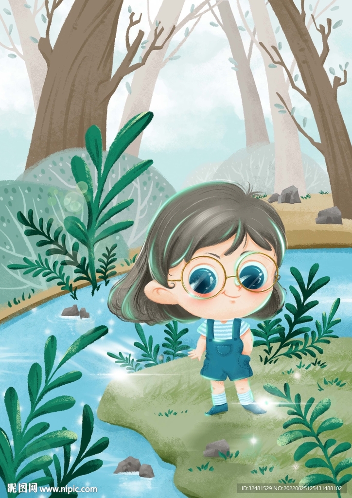  儿插 戴眼镜的小朋友