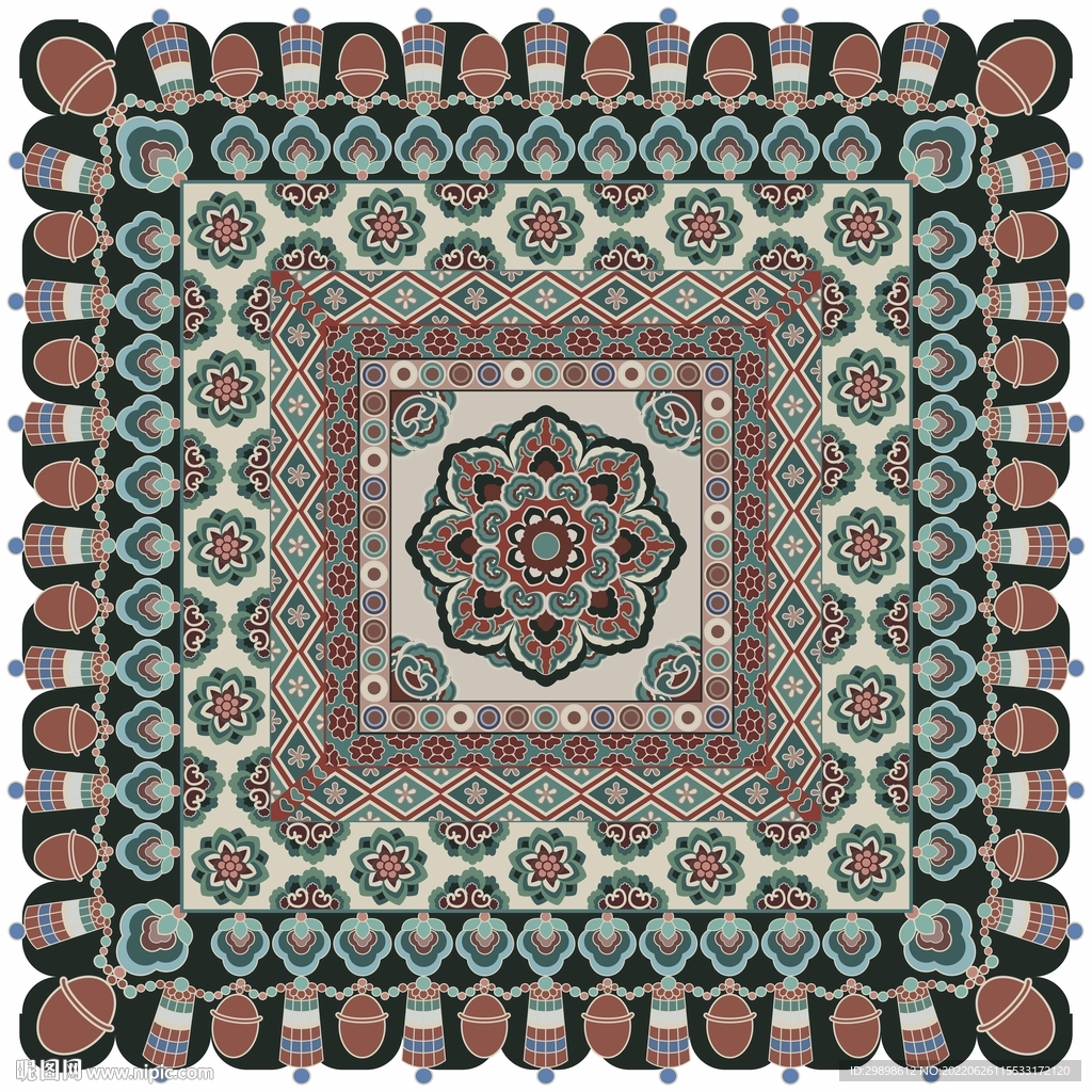 敦煌莫高窟盛唐团花纹藻井图案