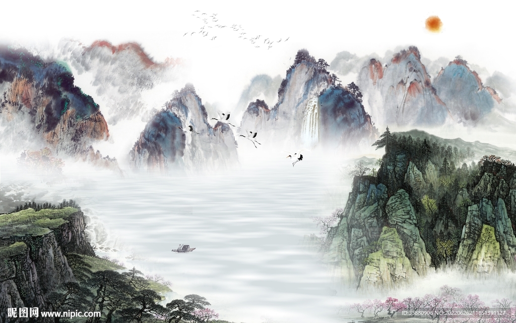 现代高档新款山水 Tif分层