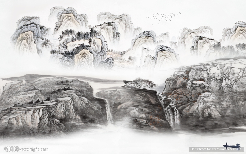 中式 高档新款山水 Tif分层