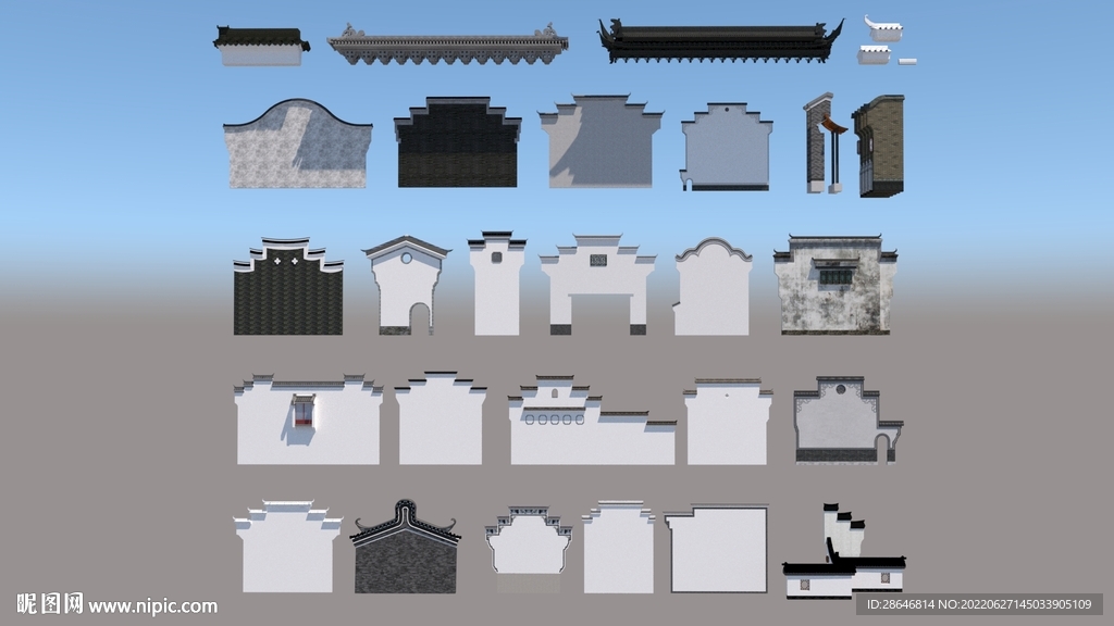 徽派马头墙SU模型