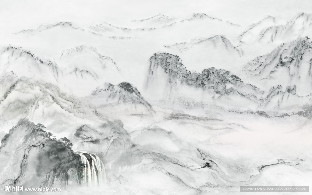 高档 客厅中式山水 Tif分层