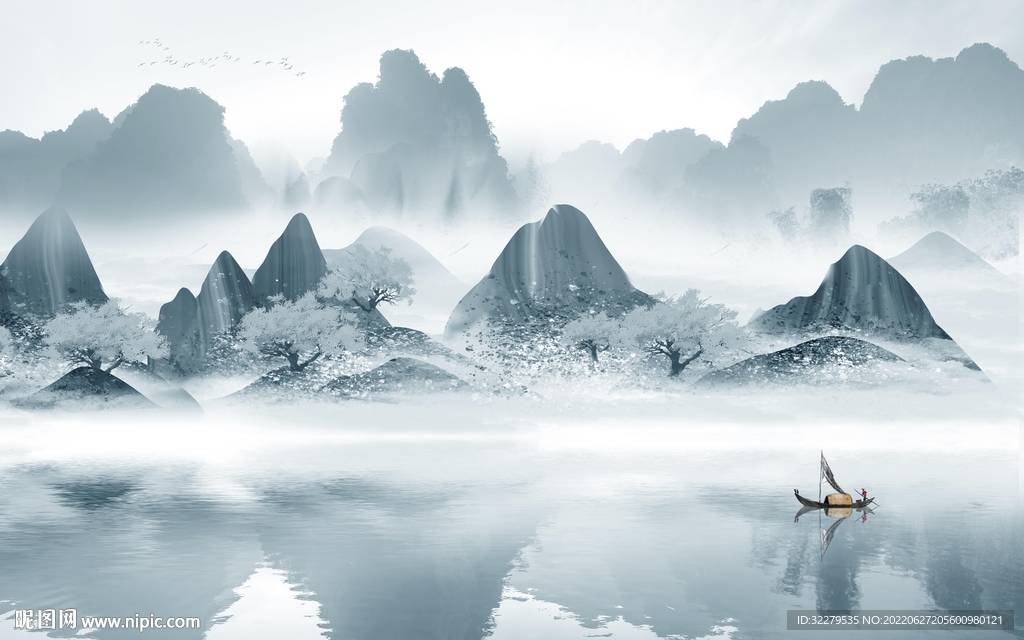 中国风高清客厅山水 TIf分层