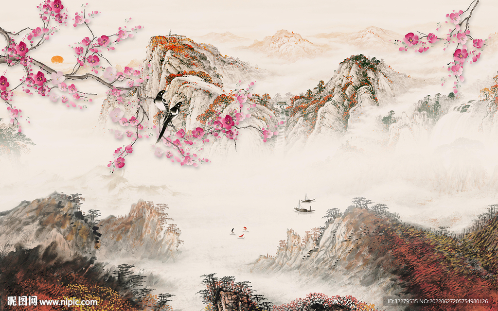 新款高清客厅山水 TIf分层