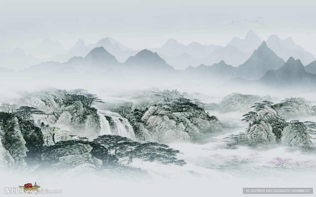 大气高清客厅山水 TIf分层